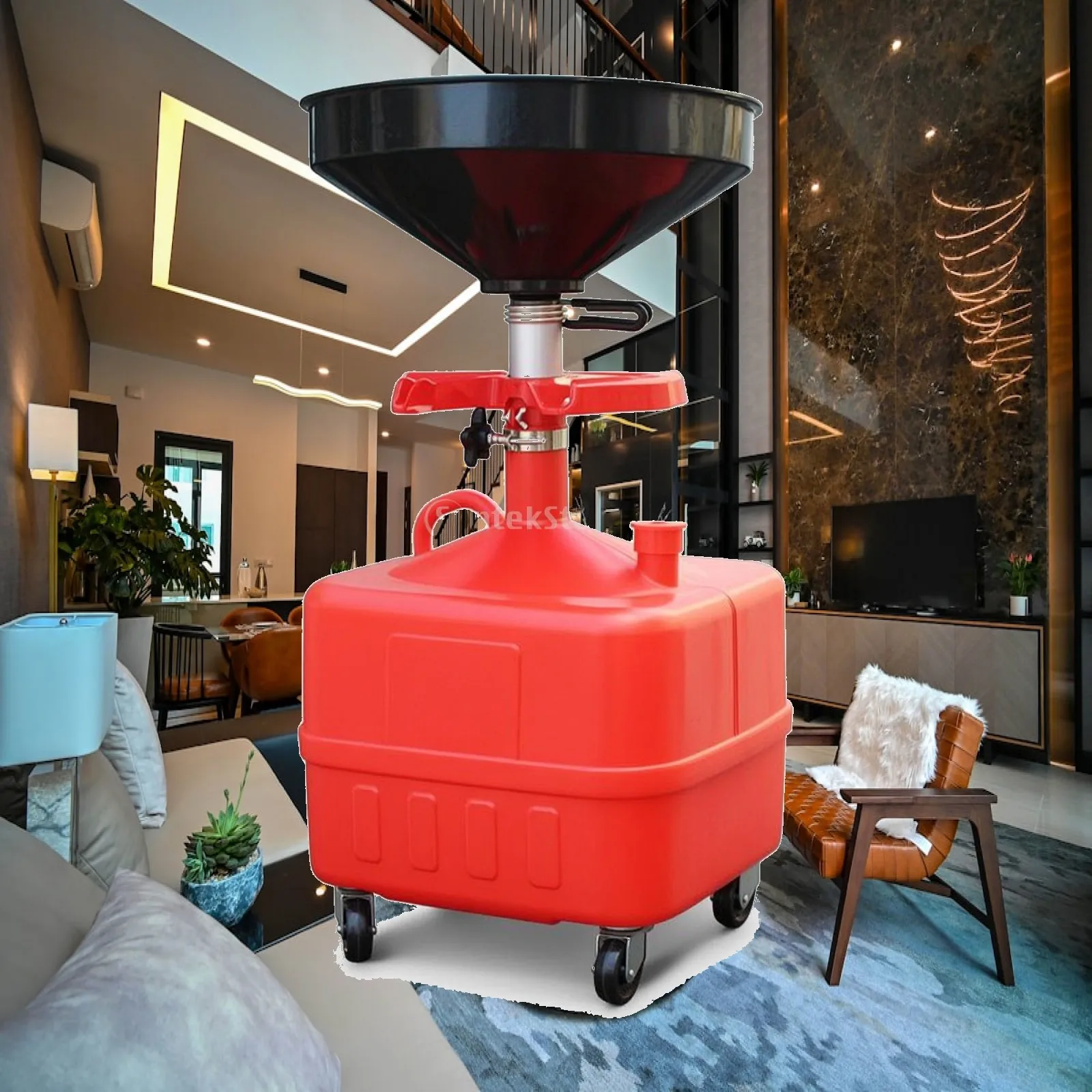 Oil Drain Cart with Funnel Convenient Waste Oil Collector with Tray Pan Compact Versatile for Mechanics, Garage, Workshop