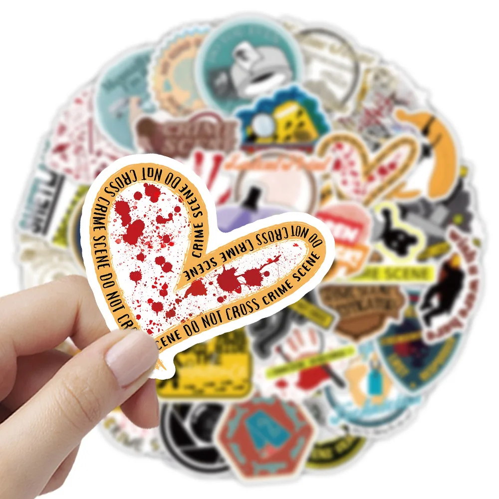 52 قطعة من ملصقات مشهد جريمة الشرطة الكرتونية، شارات تحذيرية لمشهد الجريمة للهاتف المحمول وحقيبة الكمبيوتر المحمول وملصق مضاد للمياه