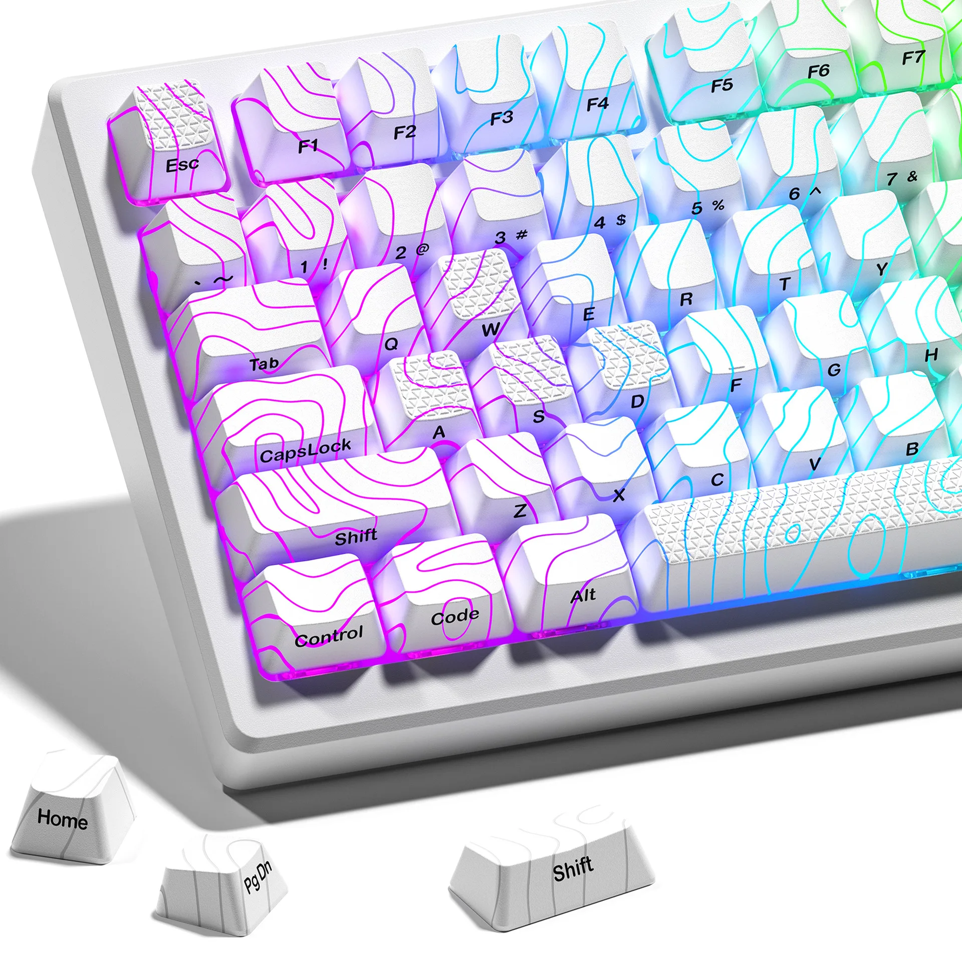 Keycap Ukiyo-e-painted ice crack light-transmitting keycap side engraved IMD keycap