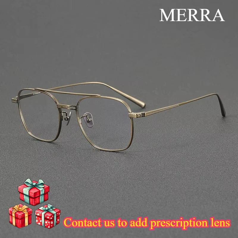 

N-015R-A Titanium Golden Thin Stylish Full Rim Two Bridges Double Square Eyewear High Quality Custom Eye Glasses Optical Frames