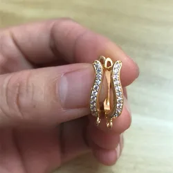 Never Fades Real Gold Plating Left and Right U-shaped Earrings DIY Temperament Accessories Zircon Studded Flash Drill 10*20mm