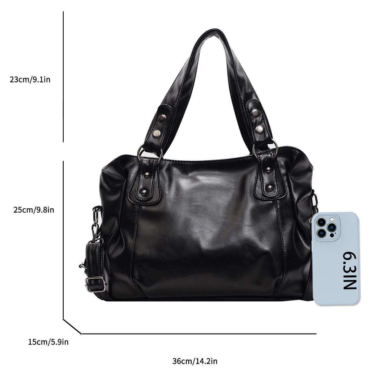 Tas Selempang Mengkilap Minimalis – Tas Tangan PU Berlapis Ritsleting Kapasitas Besar Tali Dapat Dilepas Tas Bahu Perjalanan Sehari-hari yang Nyaman