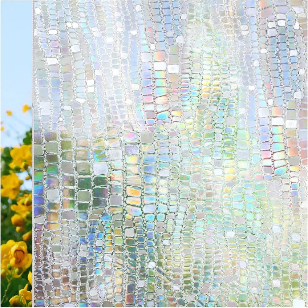 Fenster-Sichtschutzfolie, Regenbogen-Fensterfolie, dekorative Buntglas-Haftung, abnehmbare statische Haftung, UV-blockierende Tönung
