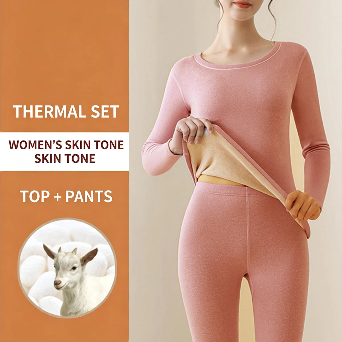 Wool Silk Thermal Underwear Set Double-sided Cashmere Long Velvet Fleece Plus Cashmere Thick Autumn Winter for Men Women Warm Un