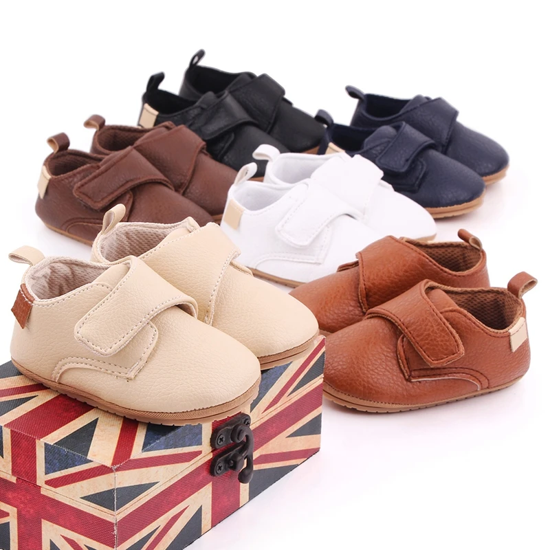 Toddler Baby Boys Girls First Walker Shoes PU Leather Sneakers Soft Sole Flats Shoes