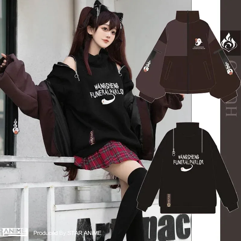 

Genshin Impact Hutao, крутые толстовки для косплея, топы Hu Tao, Harajuku, повседневное пальто, толстовка, весенняя осенне-зимняя свободная куртка унисекс