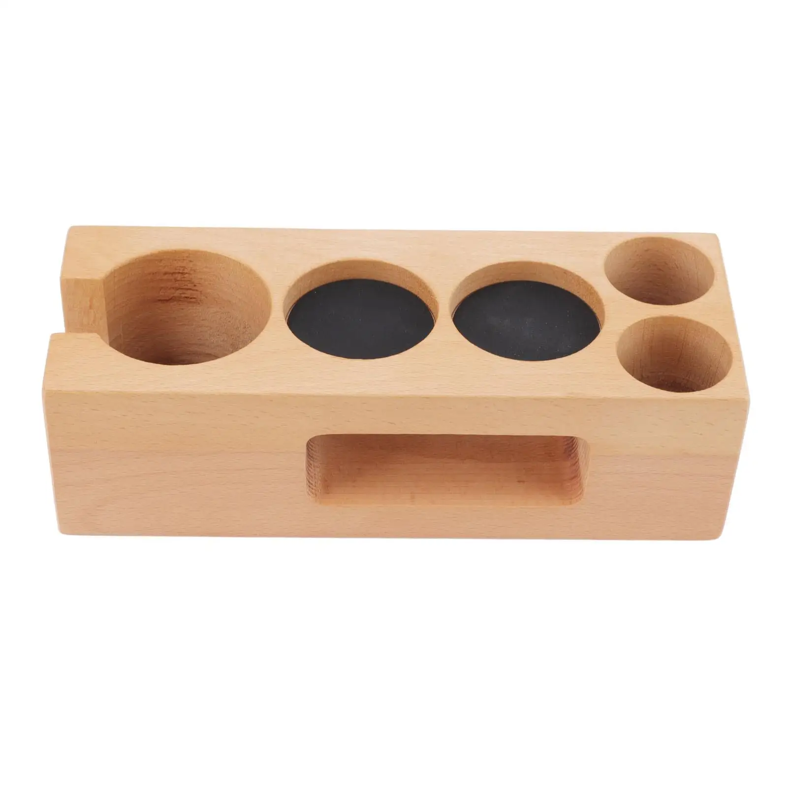 Non-Slip Coffee Tamper Holder - Scratch Resistant Beech Wood Tamping Station for Easy Access & for powder Dispenser