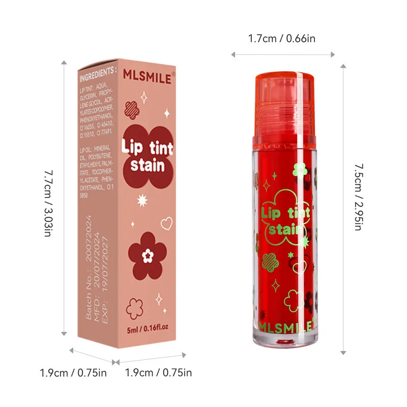 MLSMILE Makeup Roller Tint Antihaft-Cup-Glanz, einfach aufzutragender Lippenstift, Wasserfarbe + transparentes Lippenöl