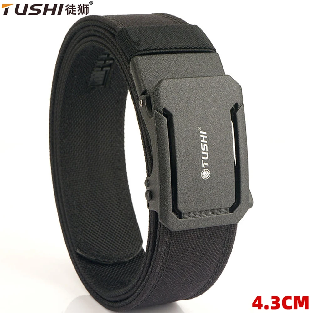 TUSHI 1.7 inch Quick Release Military Pistol Belt Automatic Buckle Nylon Tactical Outdoor Shooting Hiking Hunting Sports Belt