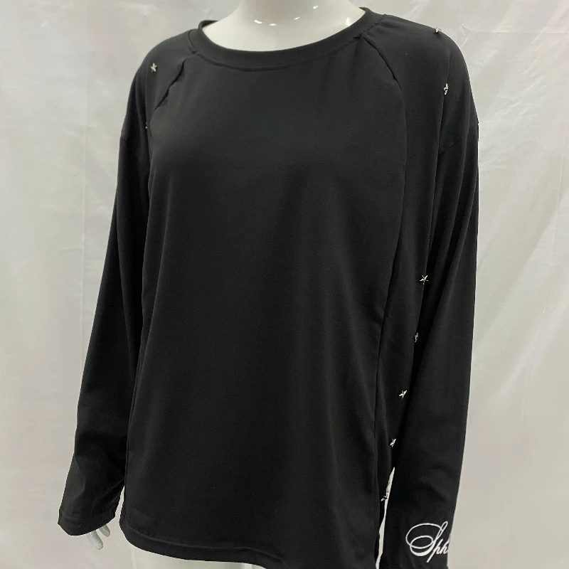 하이 스트리트 힙합 레터 프린트 남녀공용 티셔츠 가을 맞춤형 네일 라운드 넥 긴팔 풀오버 탑