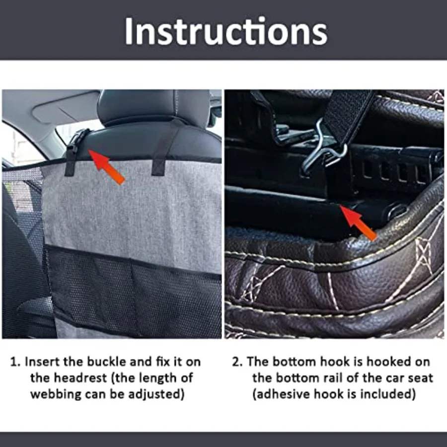 Barrière universelle pour voiture de chien avec sac de rangement et corde réglable pour séparateur de siège arrière SUV pour voyager en toute sécurité avec et animaux de compagnie
