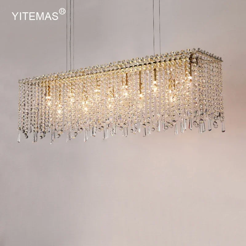 

Gold Chandelier Crystal Lighting In Foryer Living Room Crystal Beads Hanging Light For Kitchen Restaurant E14 Lamp Holder