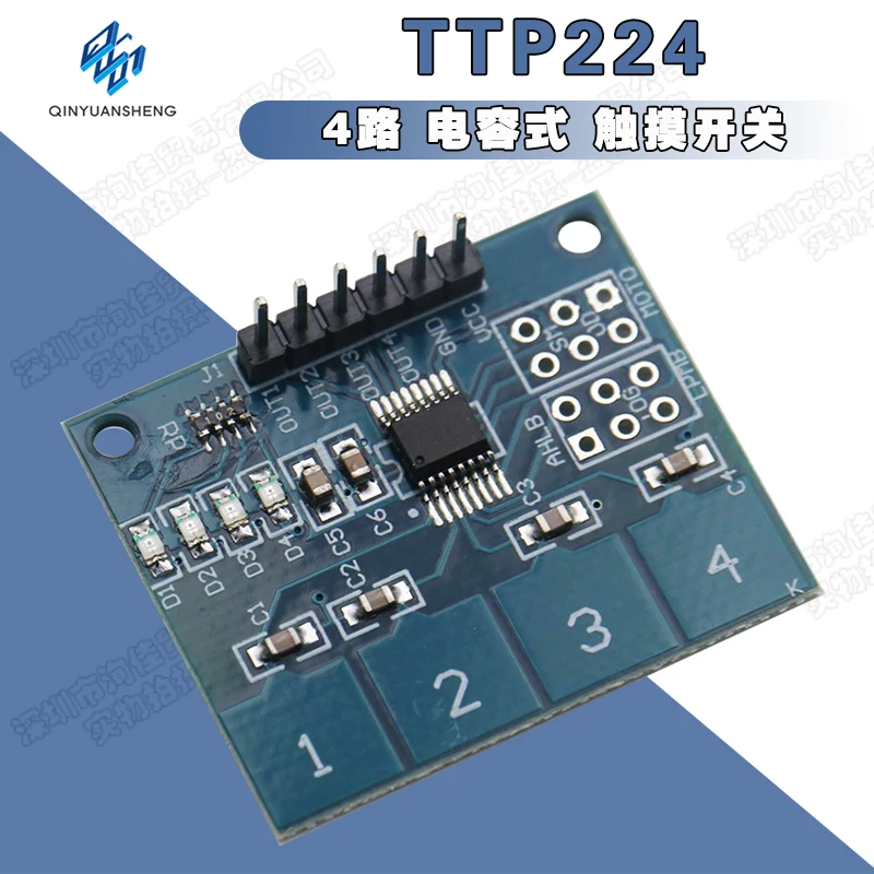 Módulo capacitivo digital do sensor do interruptor do toque, TTP224, 4CH