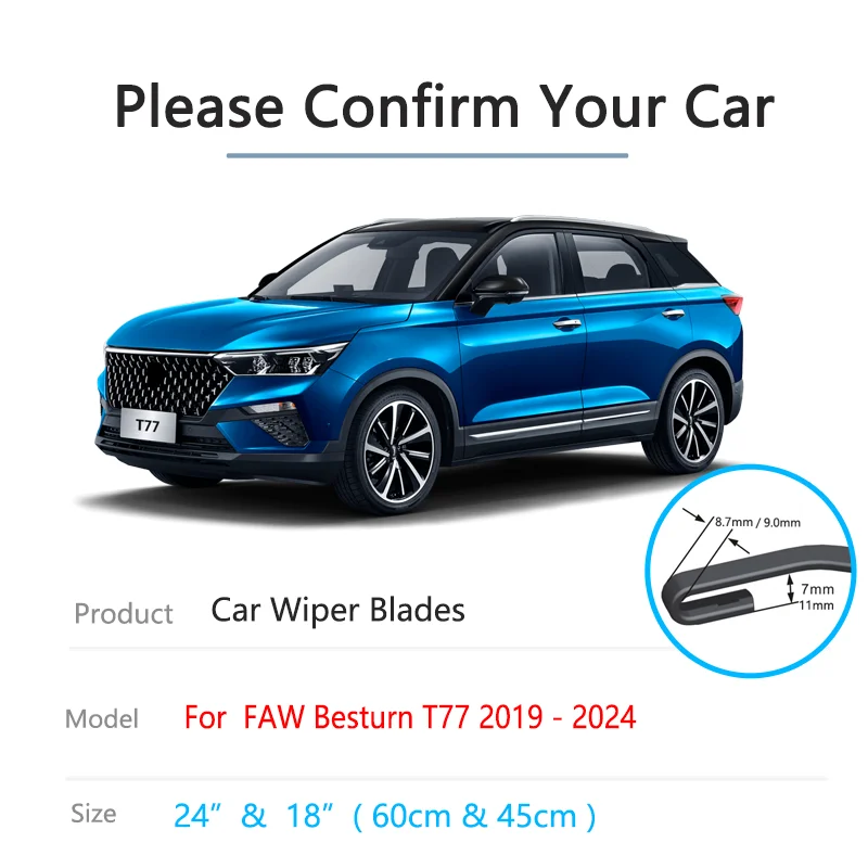 For Bestune Besturn T77 FAW X60 2019 2020 2021 2022 2023 2024 Front Wiper Blades Window  Cleaning Windscreen Cleaning Accessorie