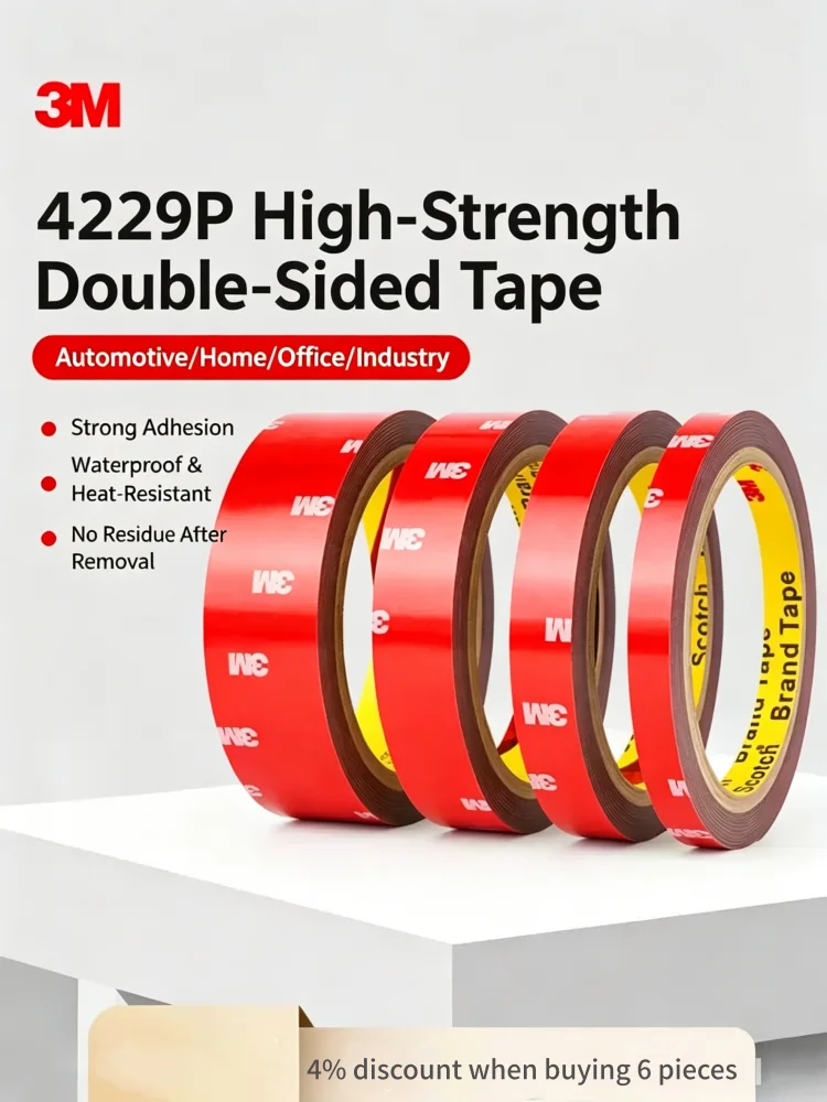 3M Starkes Doppelseitiges Klebeband Hochklebend Hitzebeständig & Wasserdicht 4229P Spezielles Schaumklebeband für Auto-Heckflügel-Befestigung