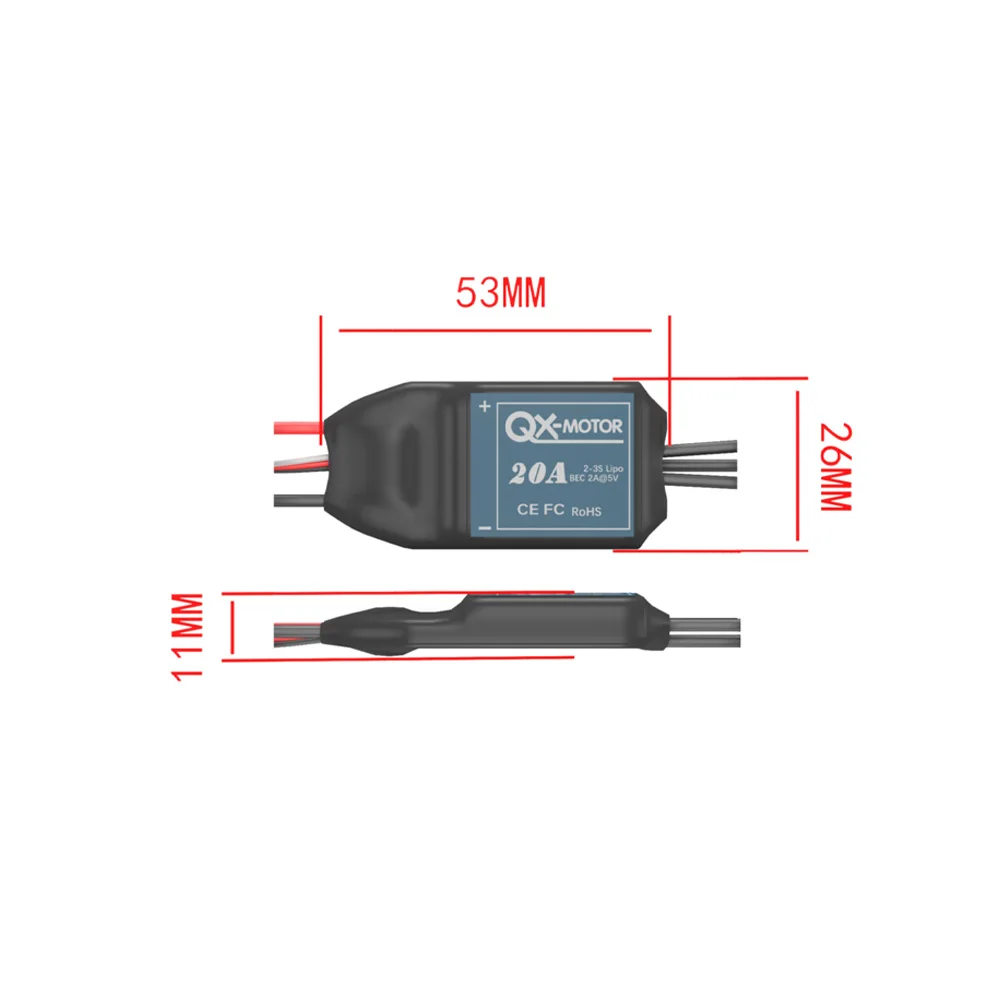 QX-MOTOR QA2207 1500KV محرك معدني بدون فرشاة مع 20A ESC لطائرة RC بدون طيار طائرة ثابتة الجناح KT F3P