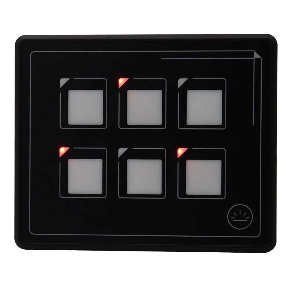 6 Gang Electronic Membrane Panel Switch Car LED Touch Membrane Control Panel Switch DC 11V-30V RV Switch Panel LED Light Display