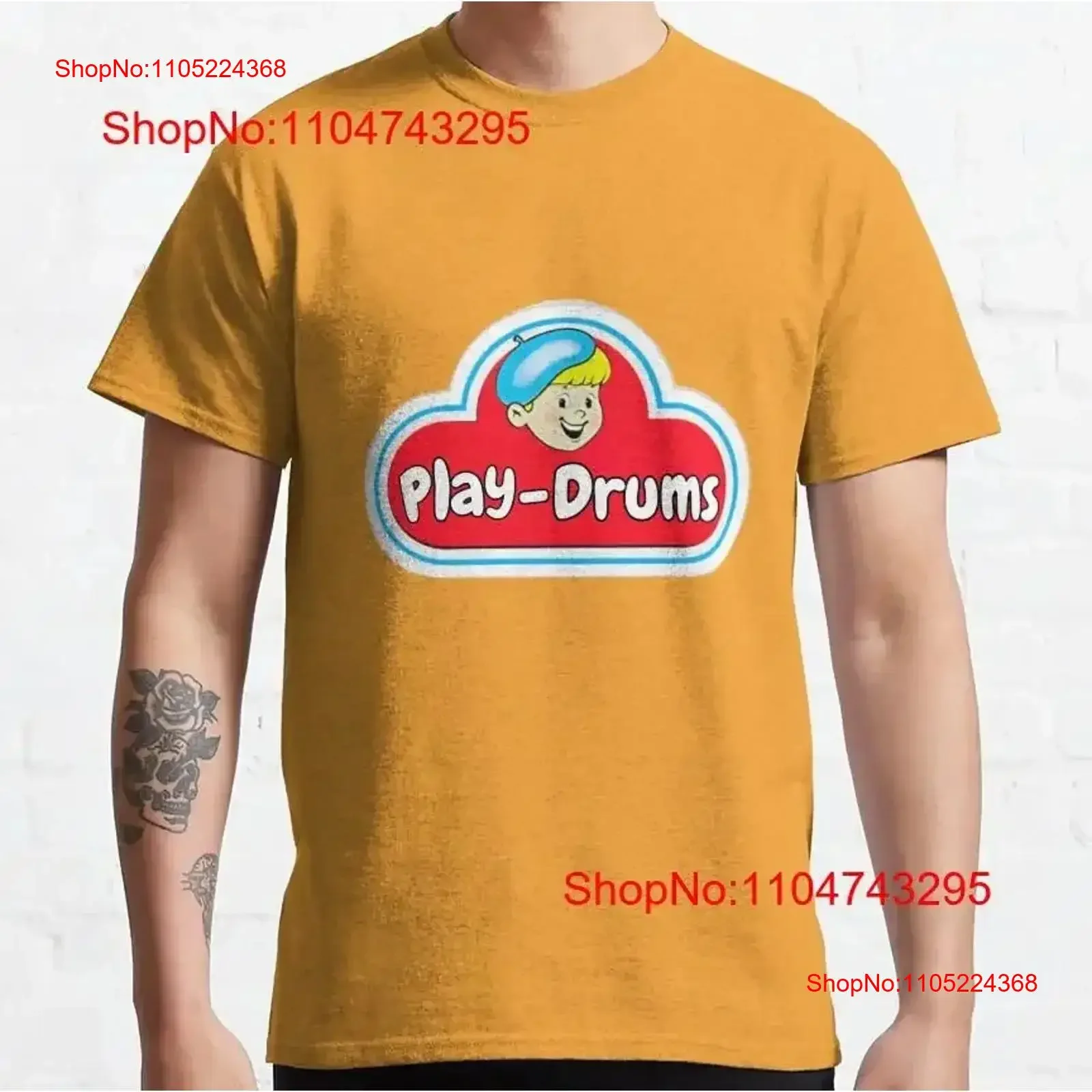 Drummer Play Drums Vintage Logo Classic T Shirt Washed Casual Top For Everyday Wear Breathable designer clothes vintage Washed
