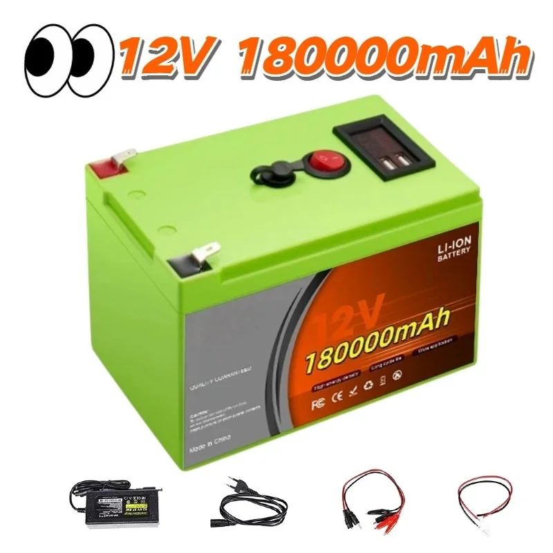 LiFePO4 12V 200Ah Rechargeable Lithium Battery with Built-in BMS Which Is Very Suitable for Riding Toys Scooter Fish Finder
