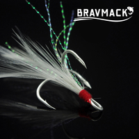 10pcs Carbon Steel Dressed Feathered Treble Fishing Hooks Barbed Sharp Triple Fishhook Sea Accessories With Feather Fishing Hook