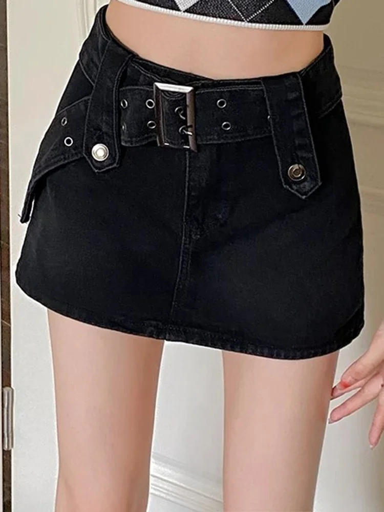 All-match High Waist Zevity Short Skirts Fashion Woman Y2k Mini Wrap Hips Dress Female Blue Black Denim A Line Skirts Large Size