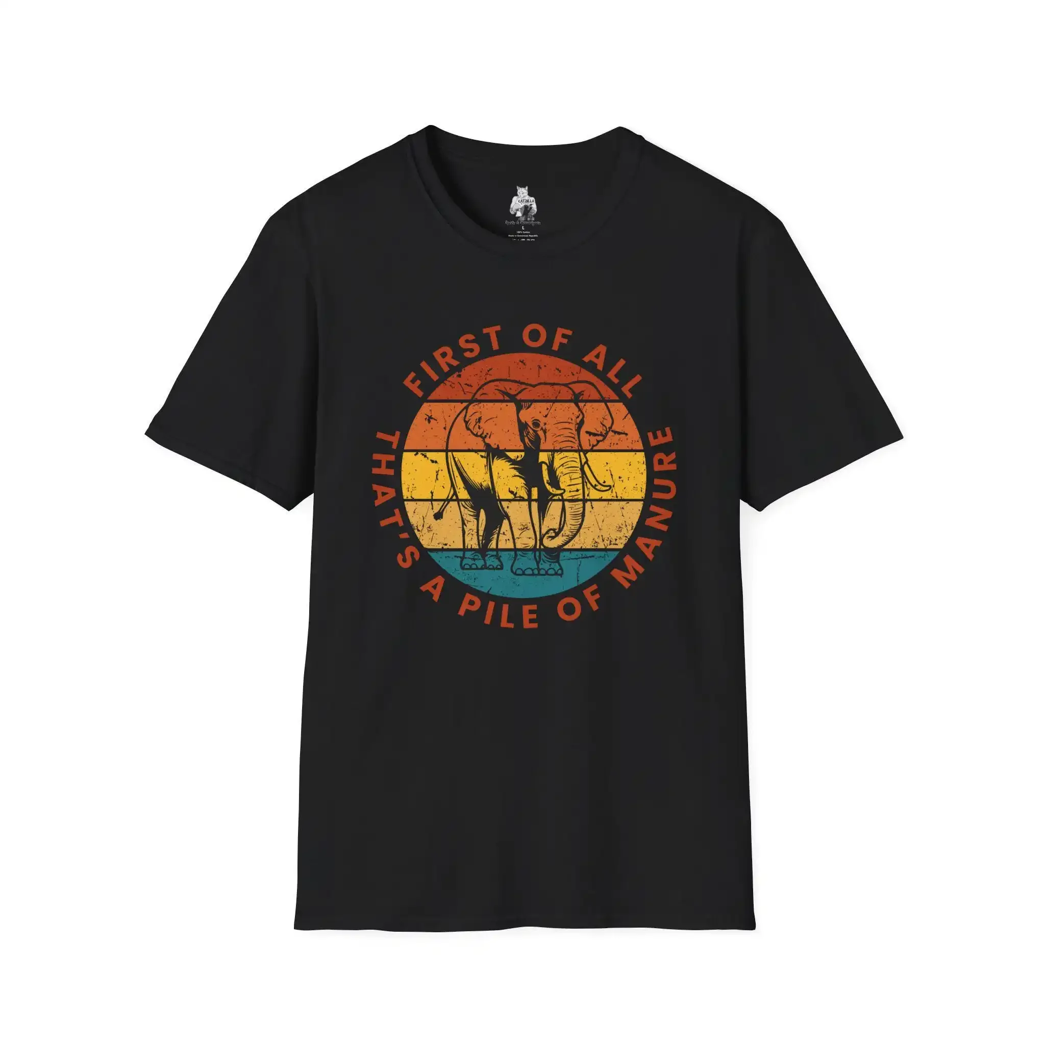 Funny Elephant T Shirt Shenanigans Softstyle Vintage Style First of All That s a Pile Manure Humorous