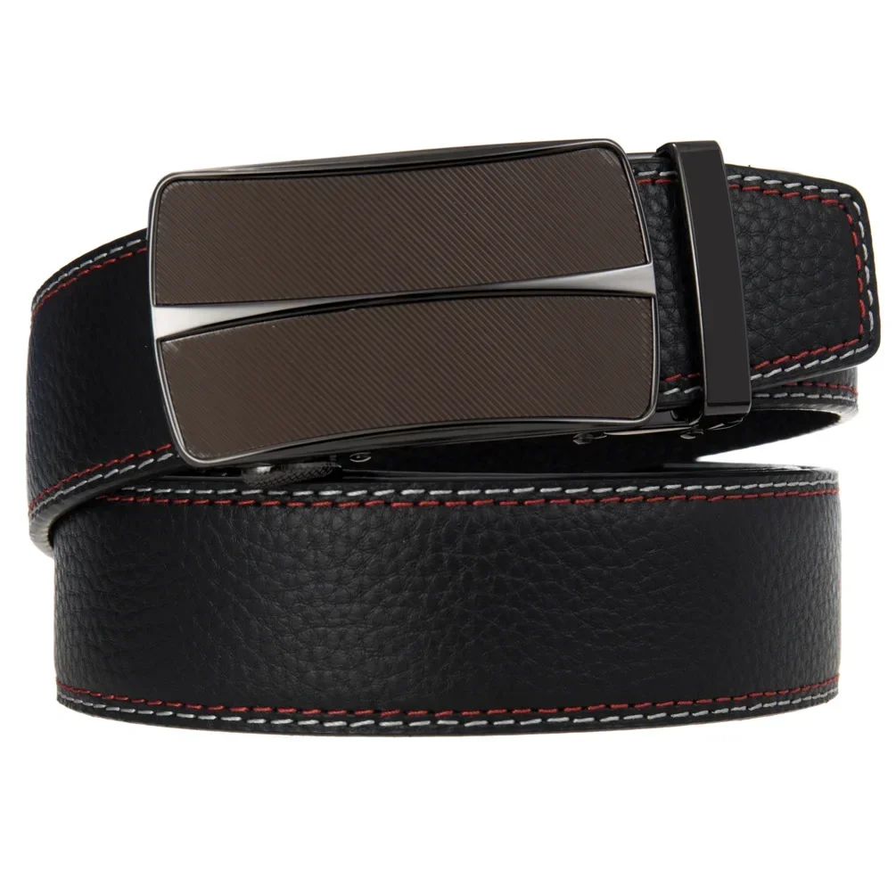 3.5cm Width Cow Genuine Leather Men's Belt Cowhide Strap Male Automatic Buckle Belts For Men Black Cinto Dropshipping B1108