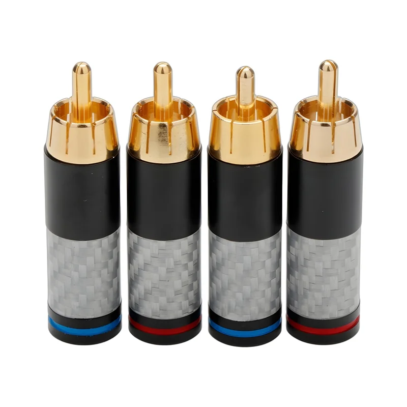 

PZHI-4PCS Hifi Carbon Fiber RCA Connectors Gold Plated Plug Audio Connector RCA Plug Connector Power Speaker Plugs Connector
