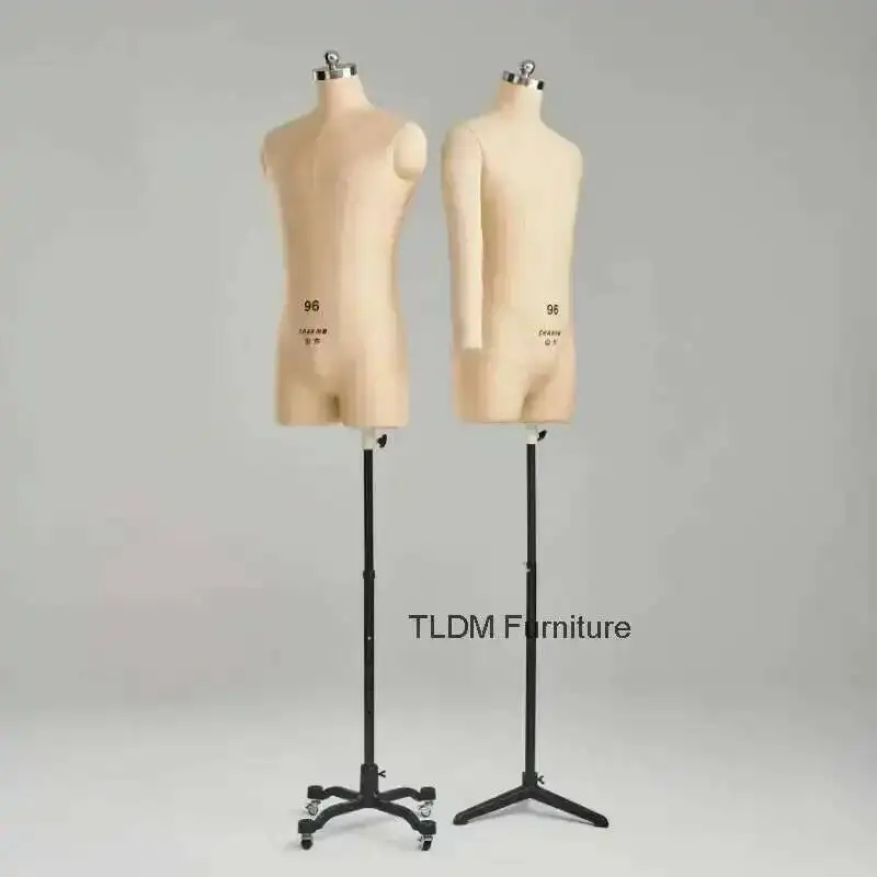Mannequin with Male Legs Three-dimensional Sewing Half-length Mannequins Clothing Design Model with Metal Base Can Be Pined i