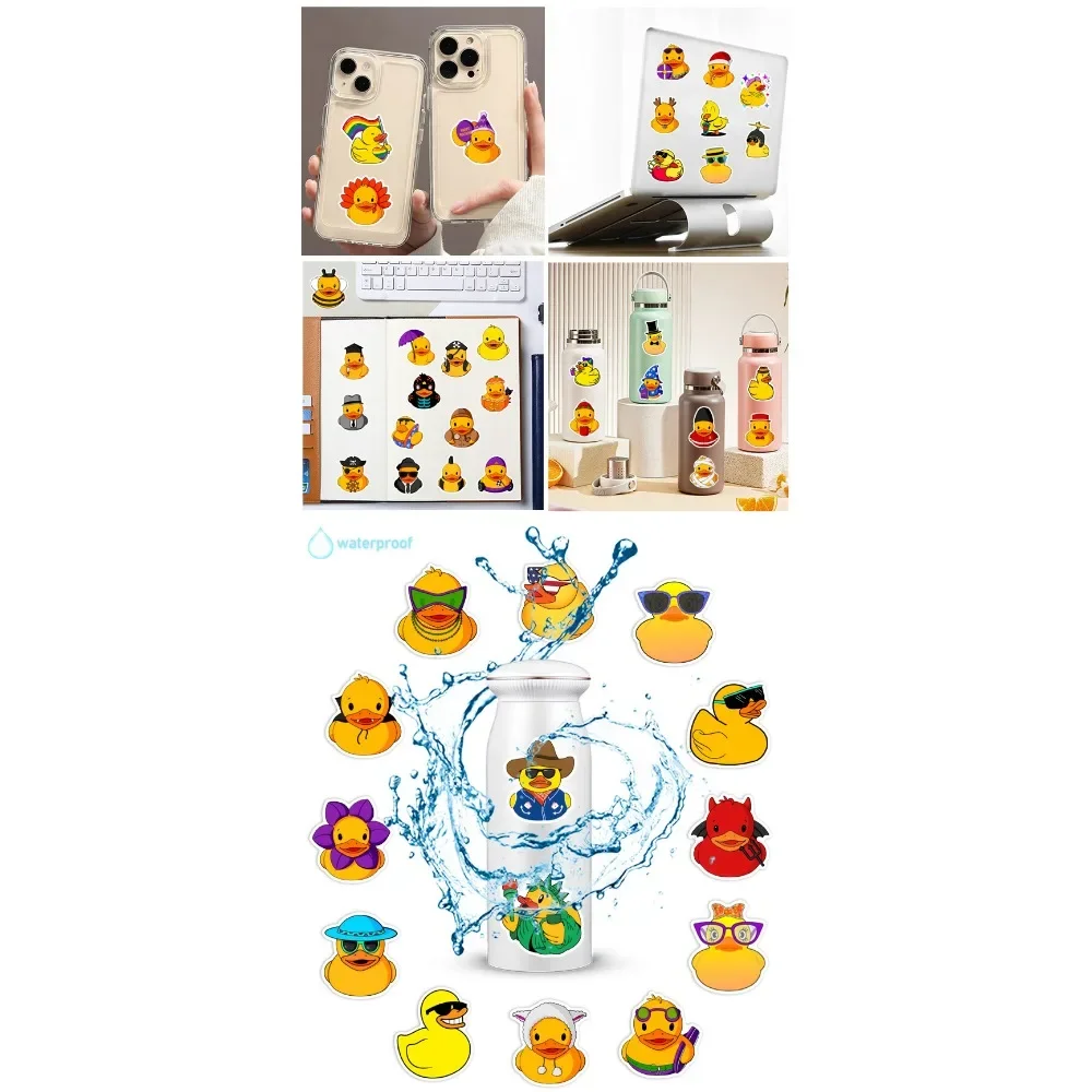 50pcs Cute Yellow Duck Stickers- Cartoon Waterproof Vinyl Decals for Laptops Water Bottles Phones -Perfect for Kids Adults