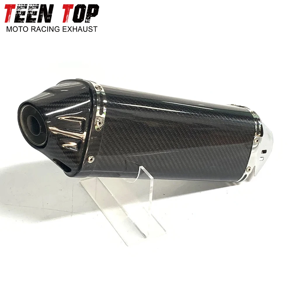 Universal Moto Bike Escape Exhaust Muffler Carbon Fiber For Yamaha R1 R6 MT07 TMAX500 Nmax125 Exhaust Elbow System 51MM