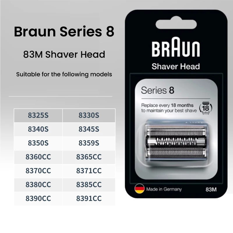 Braun 83เมตรมีดโกนฟอยล์และเครื่องตัดเทปคาสเซ็ตเปลี่ยนได้เข้ากันได้กับชุด8มีดโกนไฟฟ้า8370cc 8340S 8350S