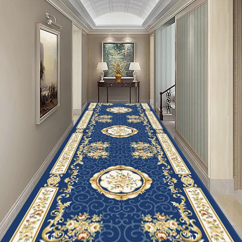 

European Style Living Room Rugs Flowers Home Hall Carpet Long Corridor Kitchen Mat for Bedroom Flannel Doormat Balcony Area Rug