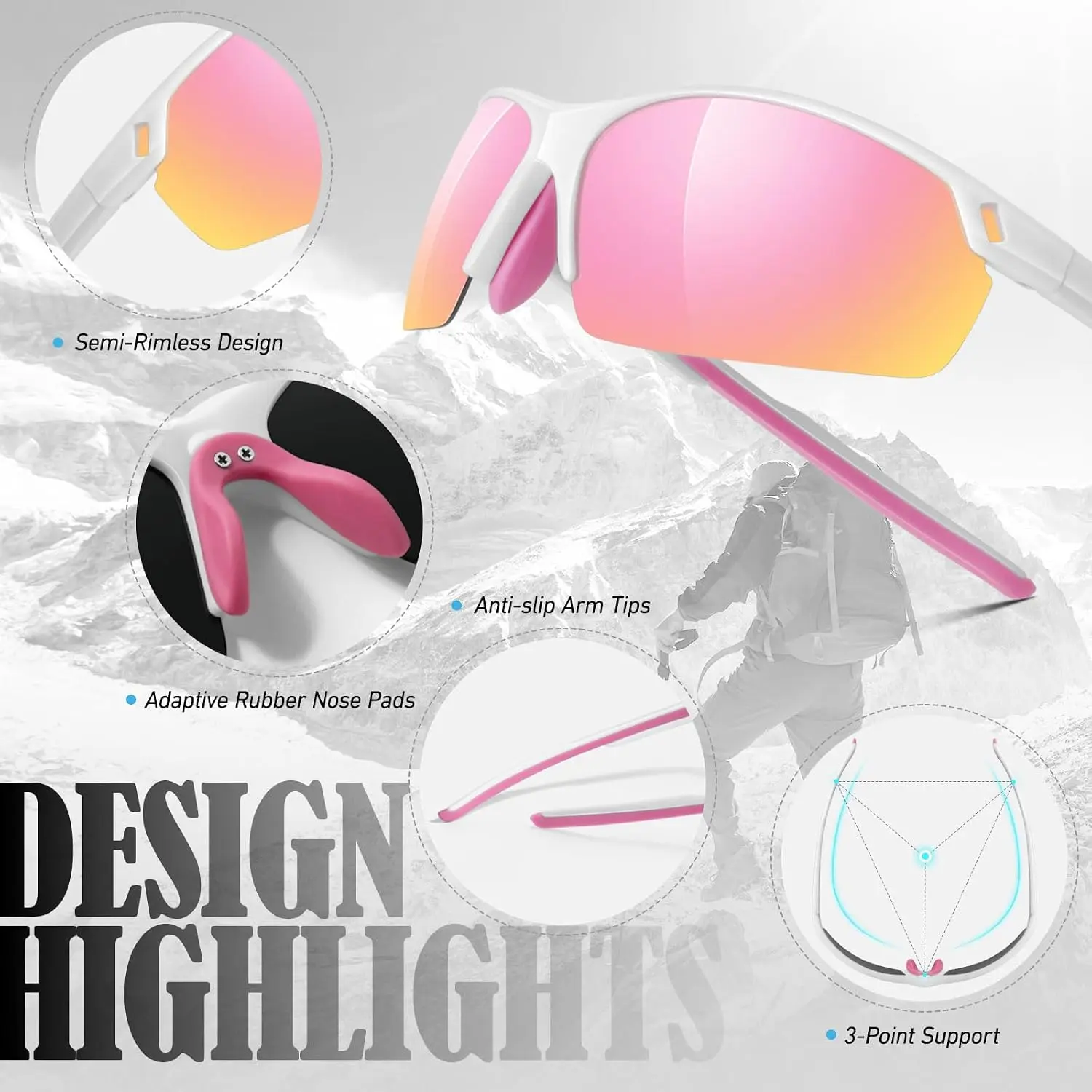2026 New Upgrade Polarized Sunglasses Men Womens Sports Running Fishing Glasses | Lightweight,Semi-rimless Design,Flexib