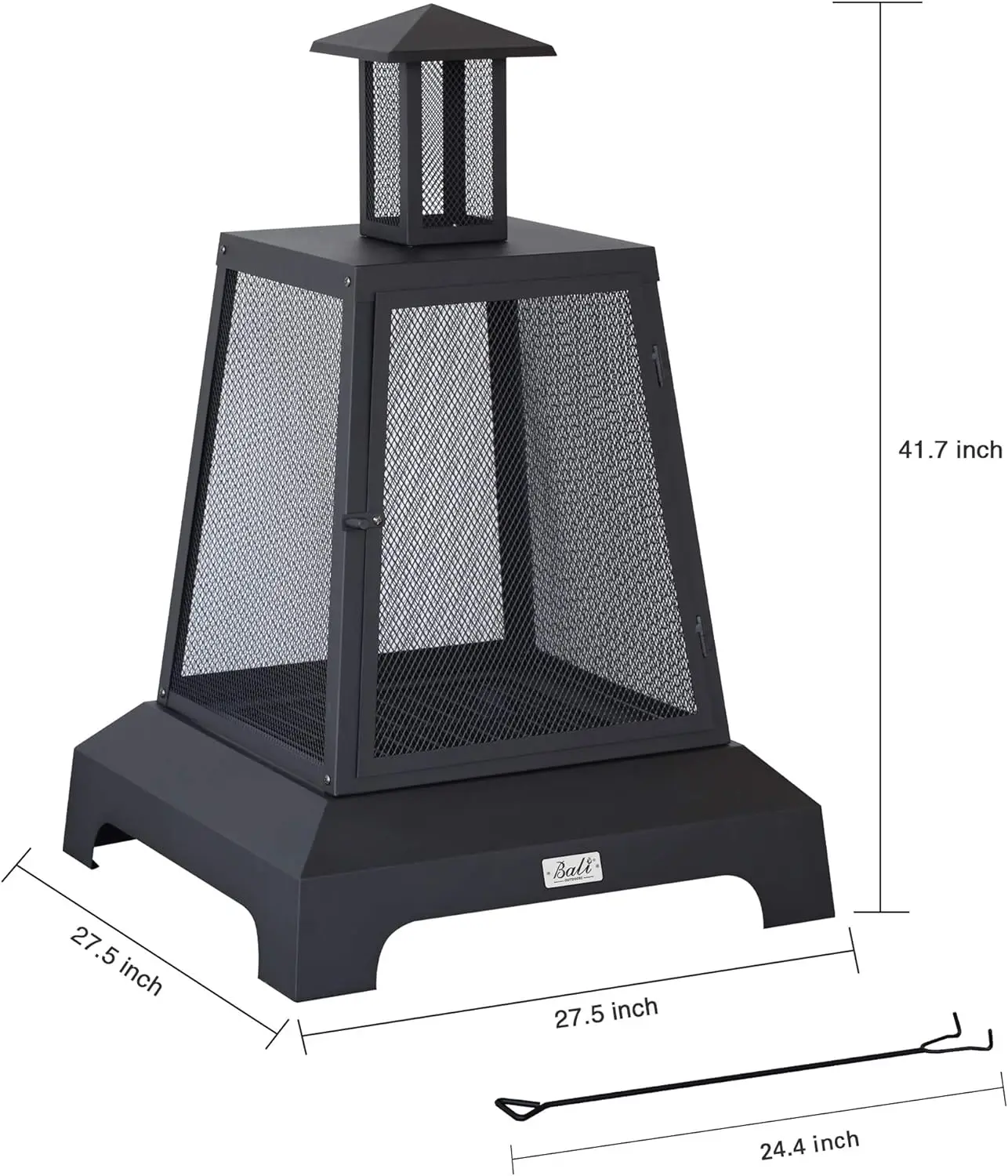 Камин Chimenea, уличный камин, яма для сжигания древесины, патио, квадратная железная яма, 27,5 дюйма, большие ямы для покера