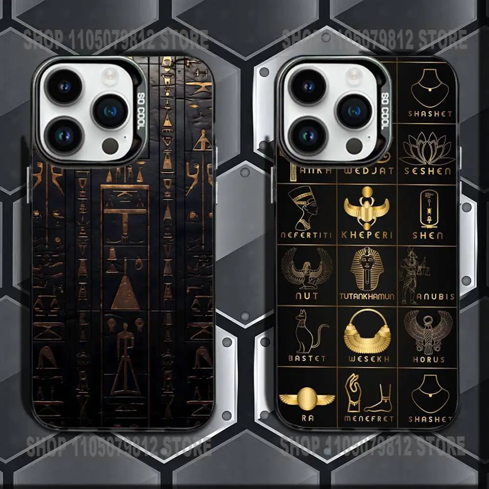 

Ancient Egyptian Art Phone Case For iPhone 16,15,14,13,12,11,Mini,Pro,E,MAX Black Candy Matte Shockproof Cover