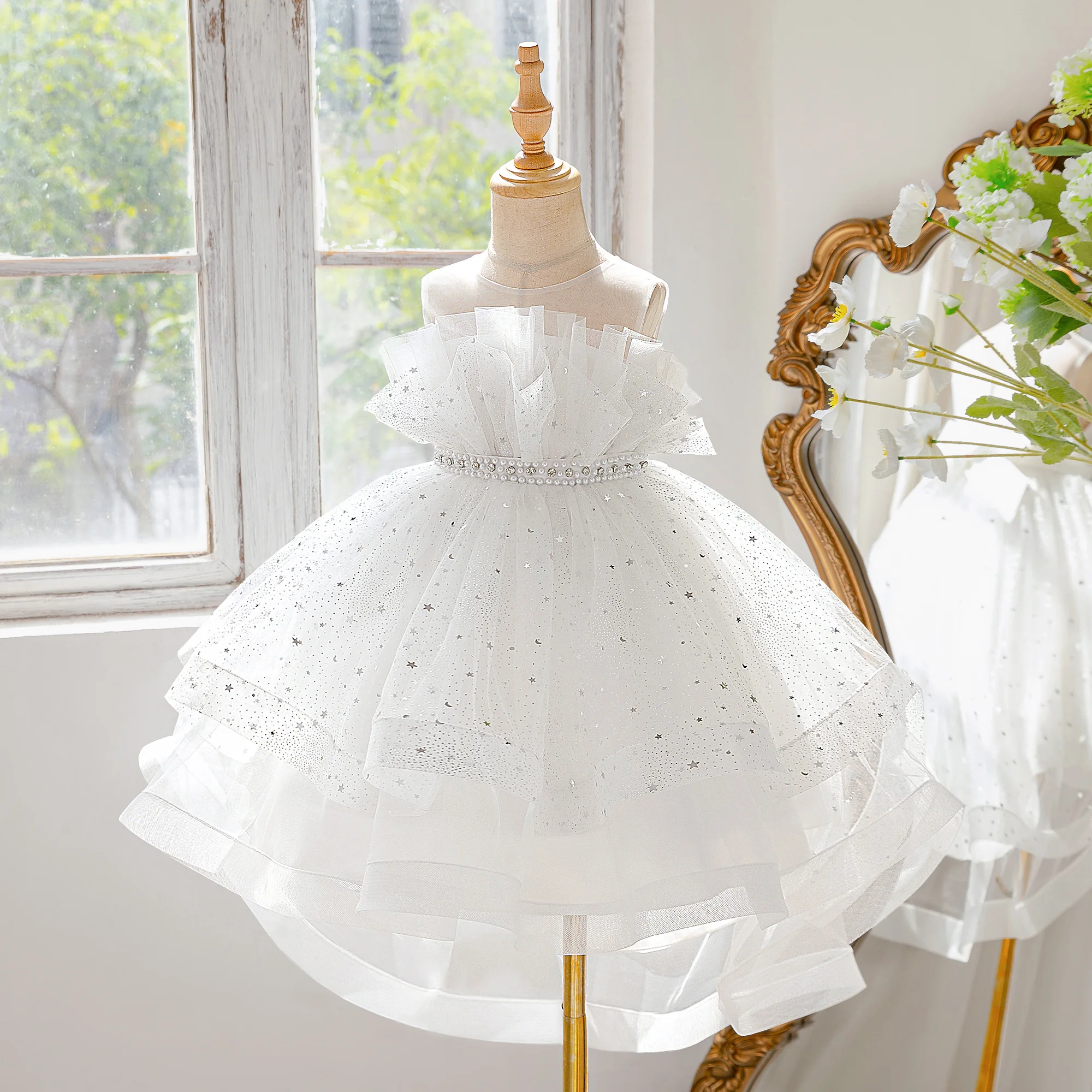 Fashion Baptism Party Girls Dress Elegant Sequin Birthday Wedding Prom Princess Dresses Girl Bridesmaids First Communion Costume image 3
