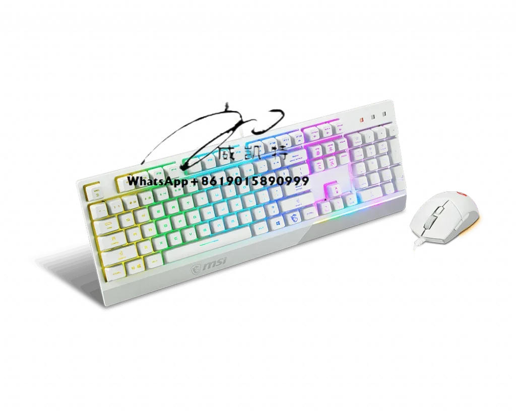 MSI Vigor GK30 White Gaming Combo with Mouse and Keyboard Wired, Multimedia, Gaming, Ergonomic, Waterproof, Mechanical