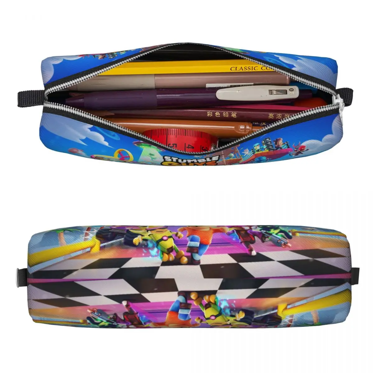 Cute Stumble Guys Pencil Cases Cartoon Game Pencilcases Pen Box Kids Large Storage Bag Students School Zipper Stationery