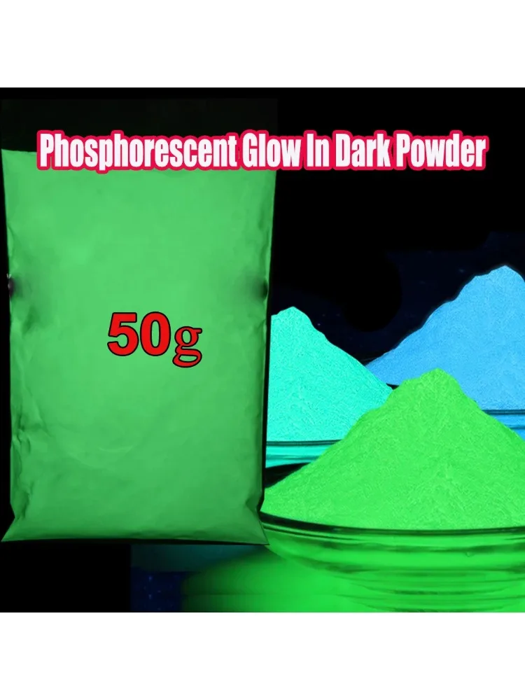 50 g leuchtendes Phosphor-Nagelpulver für Weihnachten, grün/blau/rot, leuchtendes Pigment im Dunkeln, 12 Farben, Gesichts-/Körper-/Party-Kosmetikpulver