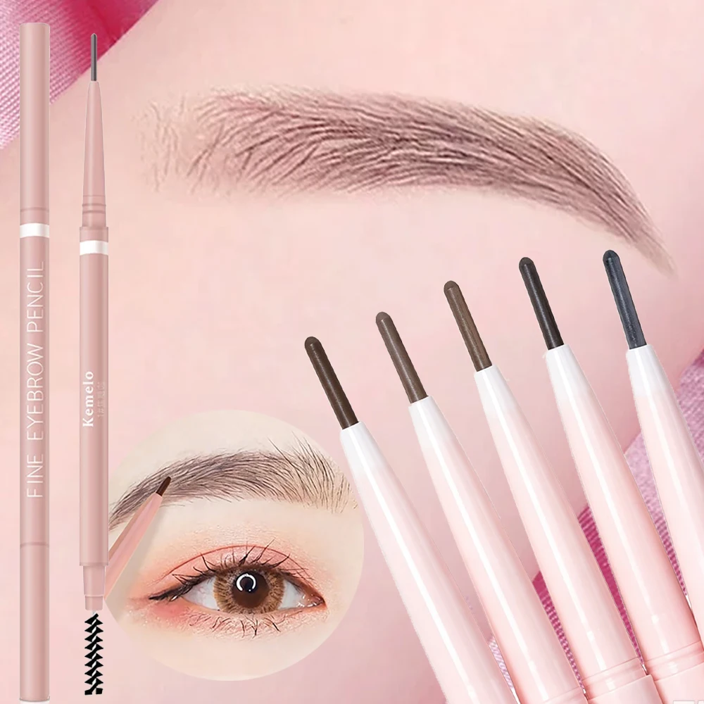 1.5mm Ultra Fine Eyebrow Pencil Milk Coffee Ash Brown Waterproof Automatic Natural Slim Round Head Eye Brow With Brush 1/3Pcs