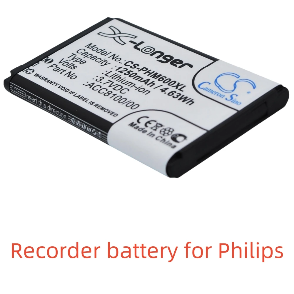 Li-ion Recorder battery for Philips,3.7V,1250mAh,Pocket Memo DPM6000 DPM7000 DPM8100 DPM8500,ACC8100 ACC8100/00 8403 810 00011