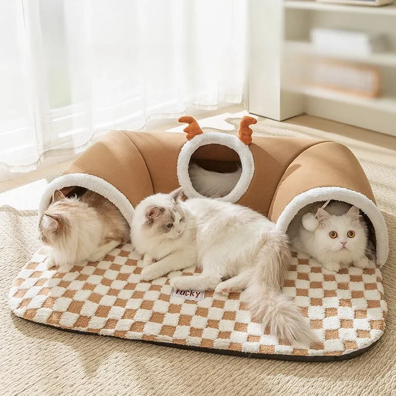 Autumn Winter Nest Thickened Warm Hide And Seek Cats Tunnel Interesting Design Pet Beds Moisture-Proof Cat Supplies