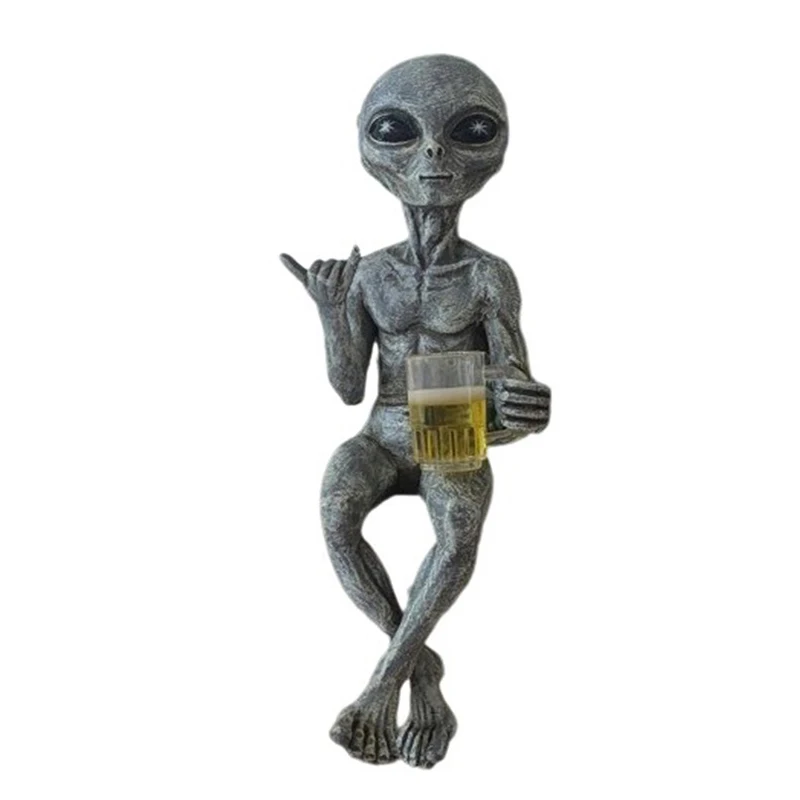 Alien-Gartenskulpturen und Statuen, Alien-Harzstatue, Ornament, Hof, beste Kunstdekoration für drinnen und draußen, Zuhause oder Büro, Sammlerstück