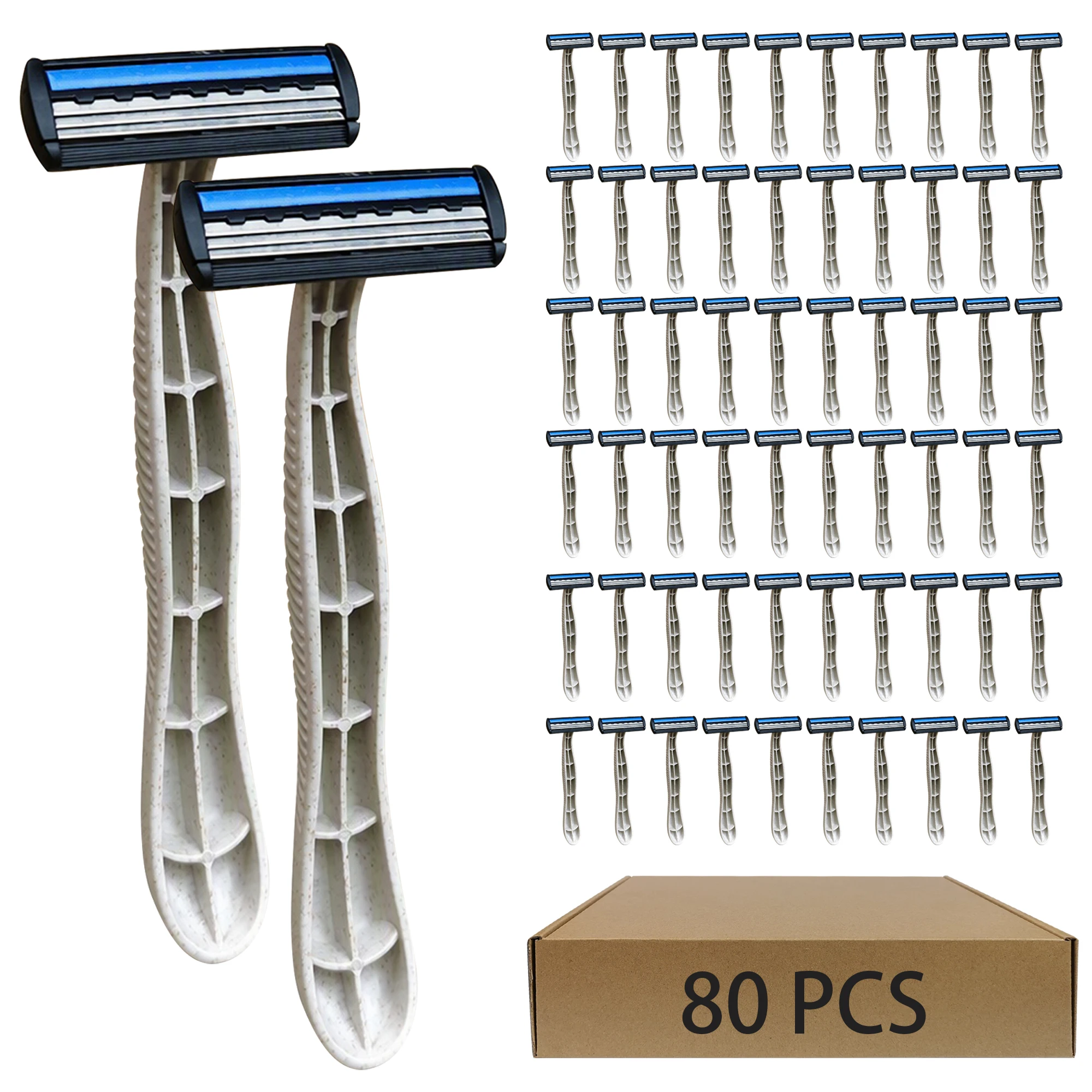 Pack of 80 Disposable Manual Men's Razors for Travel And Hotel Use Single Use Safety Manual Shavers