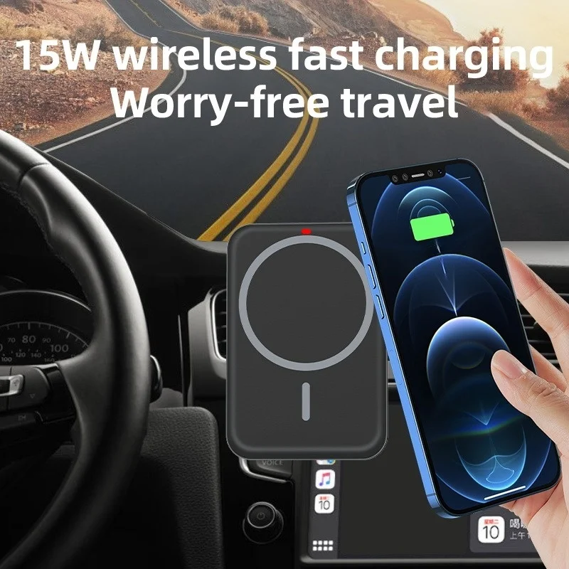 IPhone car magnetic wireless charger suitable for MagSafe Apple phone navigation stand fast charging phone battery charger