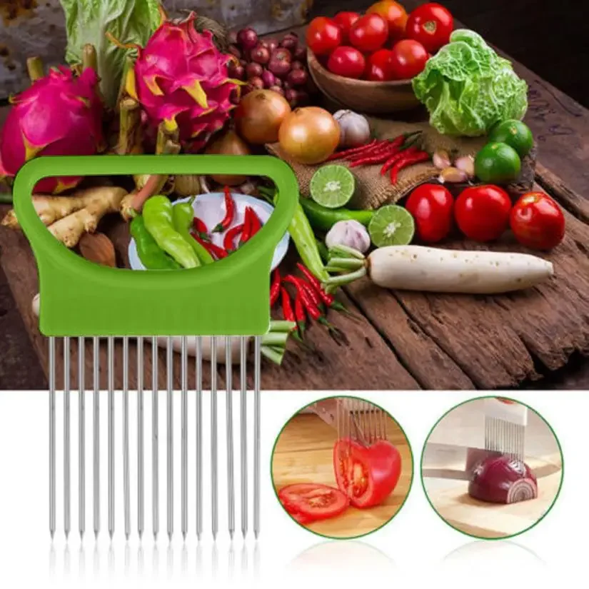 New Kitchen Gadgets Slicers Tomato Onion Vegetables Slicer Cutting Aid Holder Guide Slicing Cutter Safe Fork Kitchen Accessories