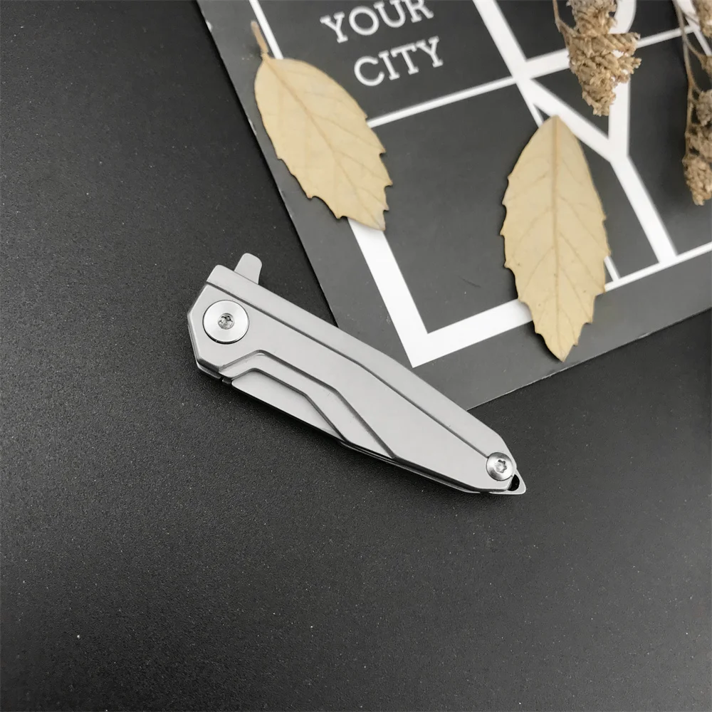 Pocket Mini Folding Knife D2 Blade Stainless Steel Handle Small Lightweight Pocket Knife Multifunctional Outdoor Rescue Tool