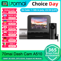 70mai Dash Cam A510 1944P 3K HDR Built-in GPS ADAS Smart Dash Cam A510 Support Rear Cam 4G Connectivity F1.8 Large Aperture