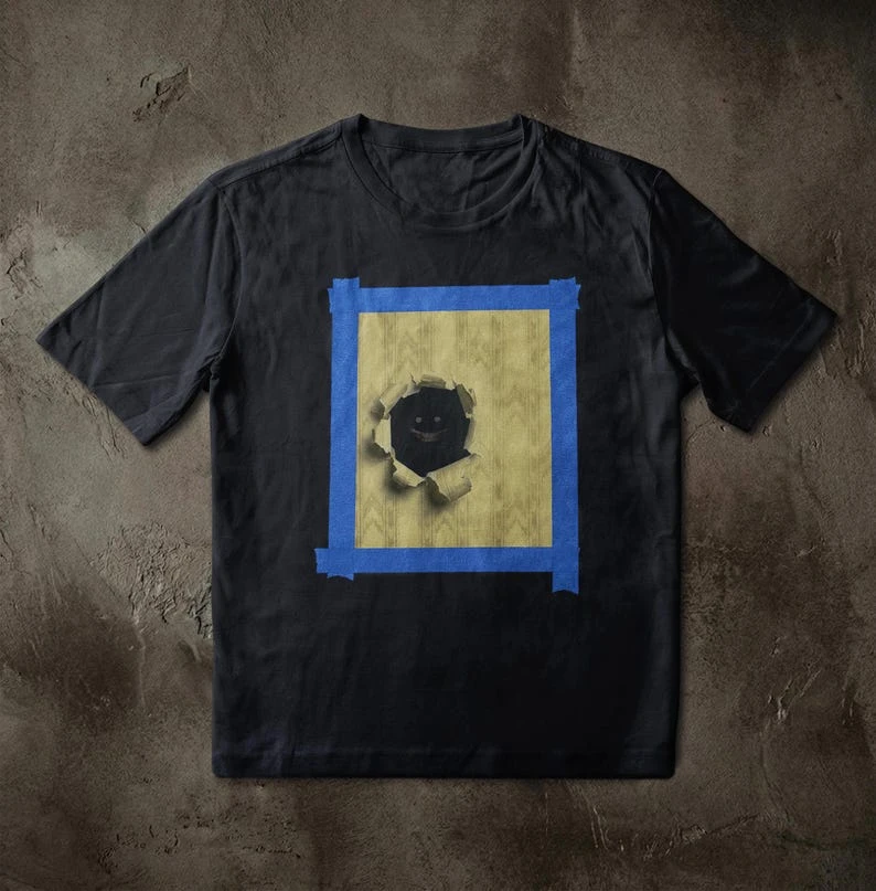 Backrooms Smiler Blue Paint Tape Transition Space T-Shirt Unisex Loose Fit Fashion Streetwear Shirt  mens t shirts